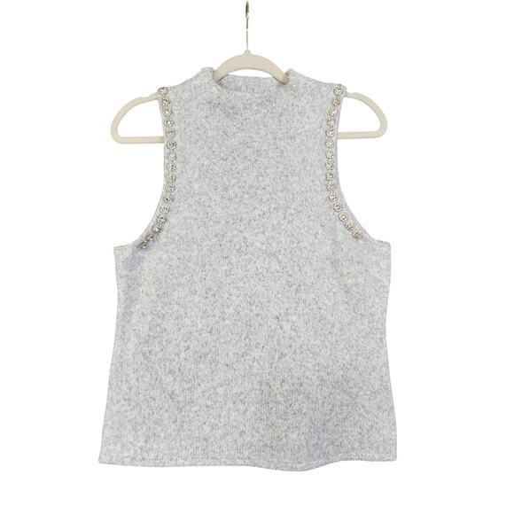 House of Harlow Womens Rhinestone Sleeveless Mock Neck Sweater Large Wool Blend - Picture 1 of 10
